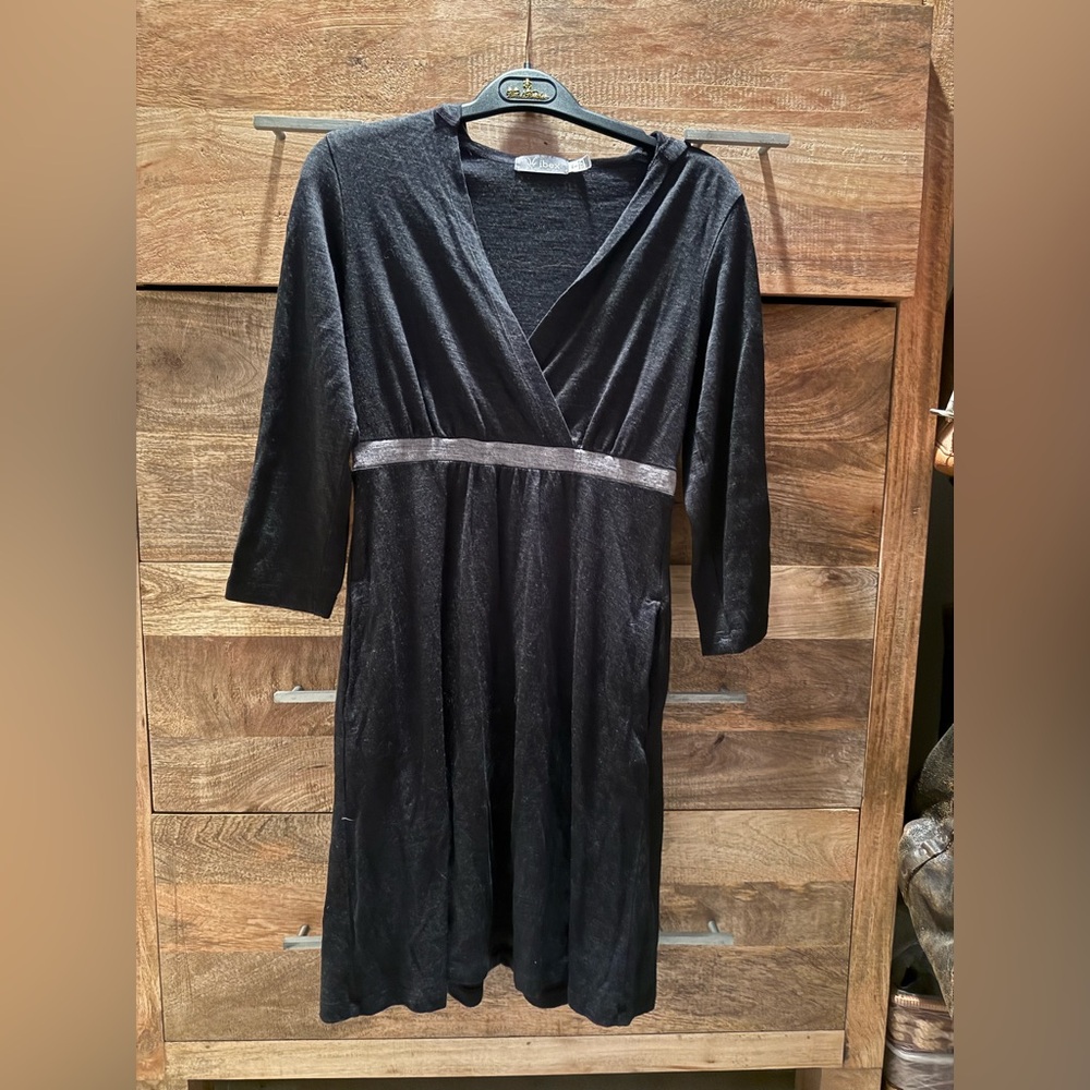 Black Wrap Dress with Silver Detail